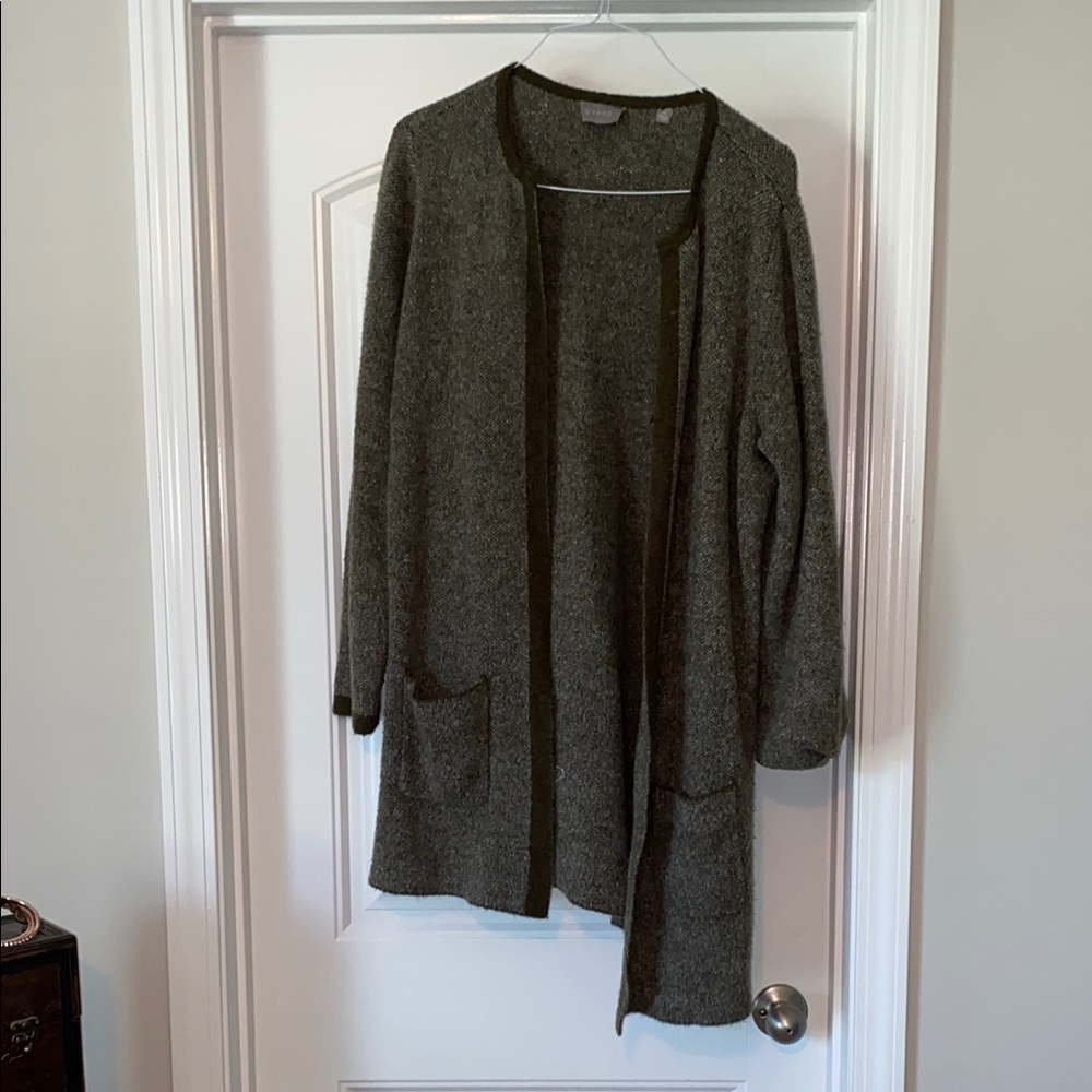 Cyrus olive green Open-Front Cardigan Sweater